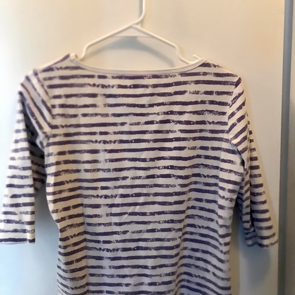 White and Purple Boxy Blouse with Relaxed Fit - Picture 2 of 3